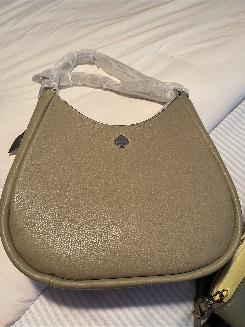 kate spade Pebbled Leather Hobo Shoulder Bag in Taupe